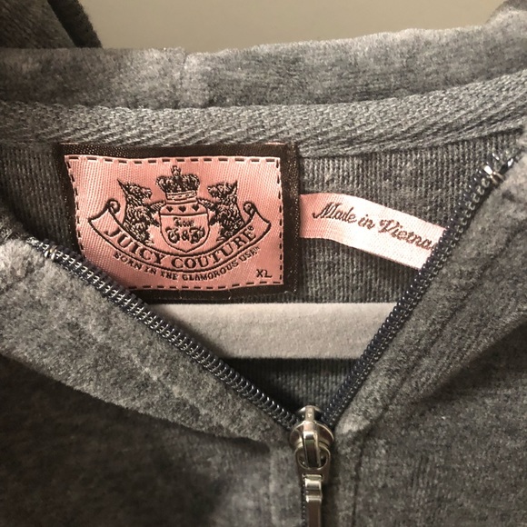 Juicy Couture Zip Up Velour Gray Pink XL - Picture 4 of 4